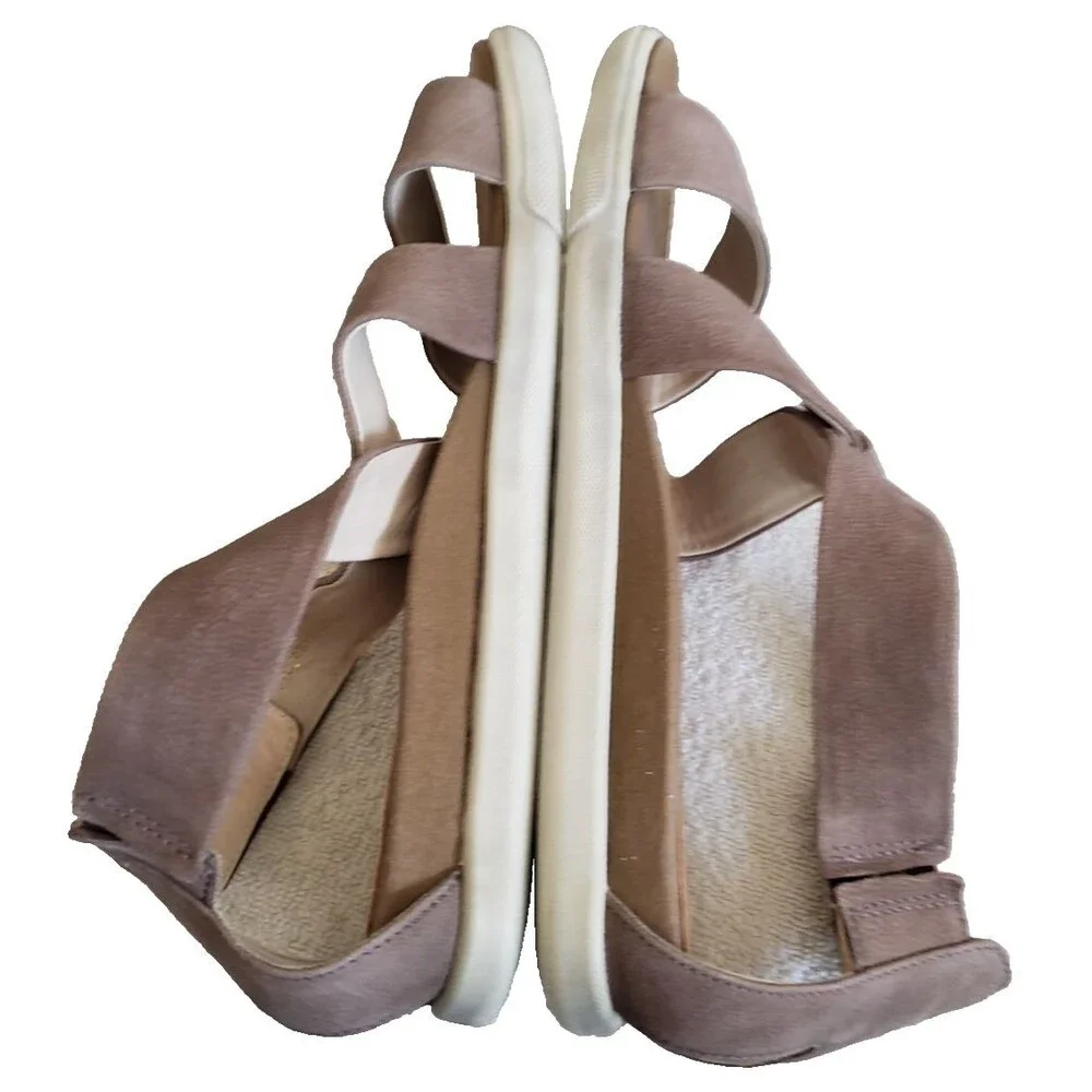 ECCO Sandals Womens Sz 8.5 Damara Casual Cross Strap Slip On Flats Brown Leather